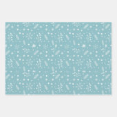 Blauw & Wit Polka Dots, Blauwe Sneeuwvlokken, Ster Inpakpapier Vel (Voorkant)