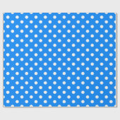Blauw Wit Polka Dots Design Cadeaupapier (Vlak)