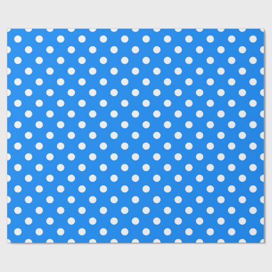 Blauw Wit Polka Dots Design Cadeaupapier (Vlak)