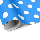 Blauw Wit Polka Dots Design Cadeaupapier (Rol Hoek)