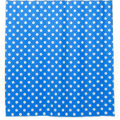 Blauw Wit Polka Dots Design Douchegordijn (Voorkant)