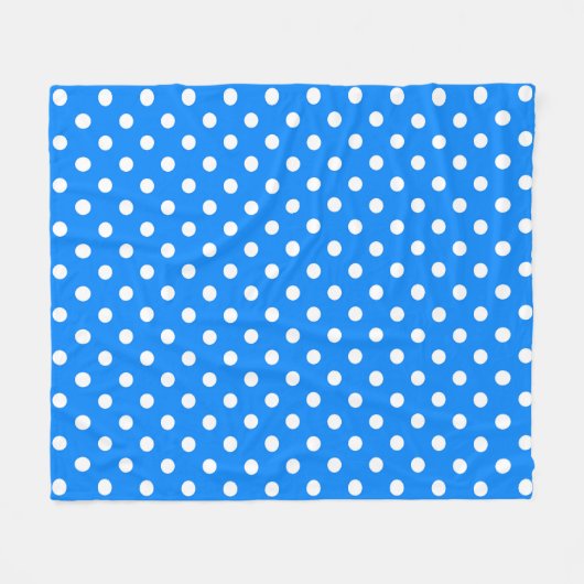 Blauw Wit Polka Dots Design Fleece Deken (Voorkant (Horizontaal))
