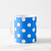 Blauw Wit Polka Dots Design Koffiemok (Voorkant links)