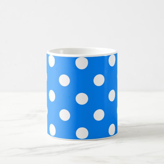 Blauw Wit Polka Dots Design Koffiemok (Center)
