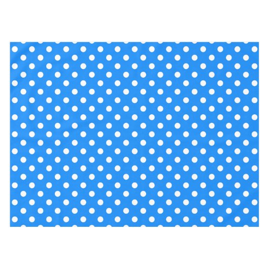 Blauw Wit Polka Dots Design Tafelkleed (Voorkant (Horizontaal))