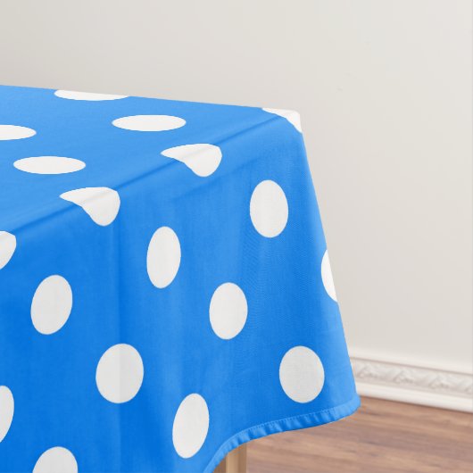 Blauw Wit Polka Dots Design Tafelkleed (Voorbeeld)