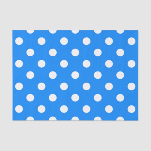 Blauw Wit Polka Dots Design Tissuepapier (Voorkant)