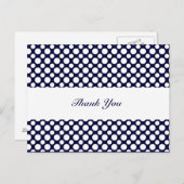 Blauw Wit Polka-Stippen Dank u Briefkaart (Voorkant / Achterkant)