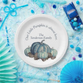 Blauw-wit pompoen Baby shower Papieren Bordje (Feest)