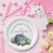 Blauw-wit pompoen Baby shower Papieren Bordje (Feest)