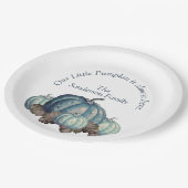 Blauw-wit pompoen Baby shower Papieren Bordje (Gekanteld)