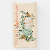 Blauw Wit Pompoen Herfst Bloemen Gepersonaliseerd, Spandoek (Verticaal)