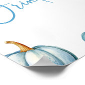 Blauw Wit Pompoen Herfst Herfst Drinken Party Teke Poster (Hoek)