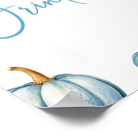 Blauw Wit Pompoen Herfst Herfst Drinken Party Teke Poster (Hoek)