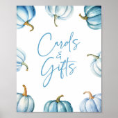Blauw Wit Pompoen Herfst Herfst Kaarten & Geschenk Poster (Voorkant)