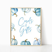 Blauw Wit Pompoen Herfst Herfst Kaarten & Geschenk Poster