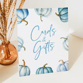 Blauw Wit Pompoen Herfst Herfst Kaarten & Geschenk Reclamebord Met Voetstuk