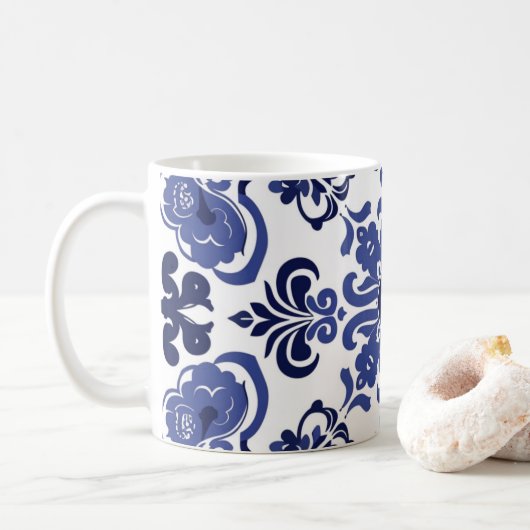 Blauw Wit Portugees Azulejo Bruidsmeisje Gift Mok (Met donut)