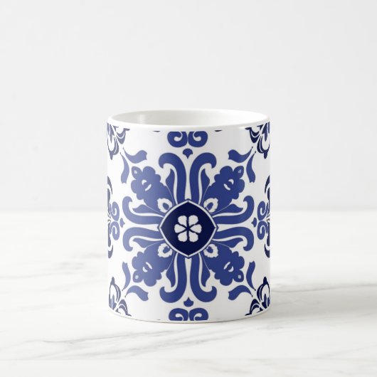 Blauw Wit Portugees Azulejo Bruidsmeisje Gift Mok (Center)