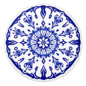 Blauw & Wit Portugees Azulejo Vibe Keramische Knop (Voorkant)