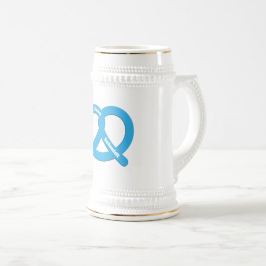 Blauw-wit Pretzel Grappige Brezel Oktoberfest Bierpul (Voorkant rechts)