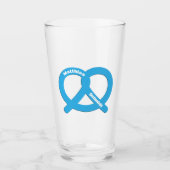 Blauw-wit Pretzel Grappige Brezel Oktoberfest Glas (Voorkant)