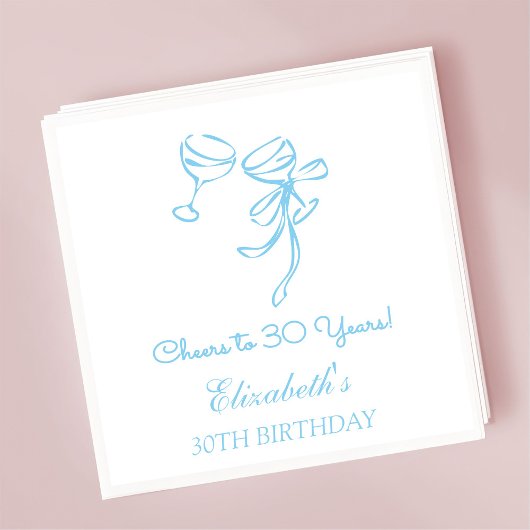 Blauw & Wit Proost op 30 Jaar Verjaardag Servetten
