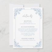 Blauw Wit QR Code Wedding Details Kaart (Voorkant)