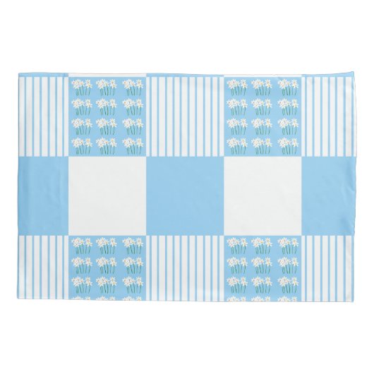 Blauw-wit quiltblok Kussensloop (Achterkant)