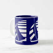 Blauw-wit Racing Zeilboot Koffie Mok (Voorkant links)