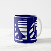 Blauw-wit Racing Zeilboot Koffie Mok (Voorkant rechts)