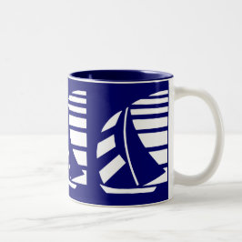 Blauw-wit Racing Zeilboot Koffie Mok