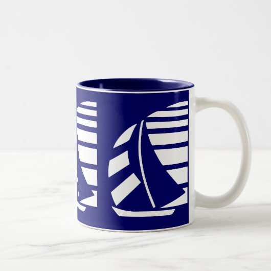 Blauw-wit Racing Zeilboot Koffie Mok (Rechts)