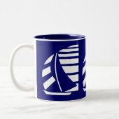 Blauw-wit Racing Zeilboot Koffie Mok (Links)