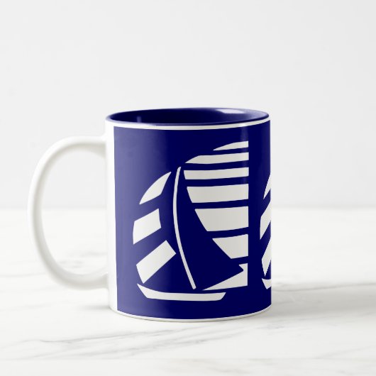 Blauw-wit Racing Zeilboot Koffie Mok (Links)