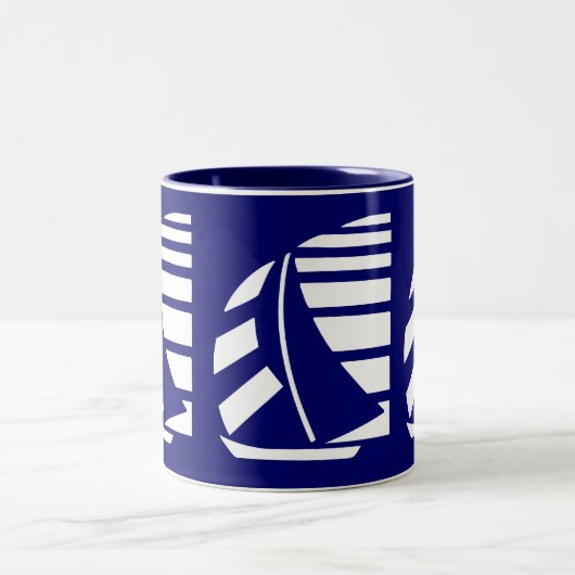 Blauw-wit Racing Zeilboot Koffie Mok (Center)