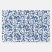 Blauw-wit Renaissance Acanthus Damask Inpakpapier Vel (Voorkant 2)