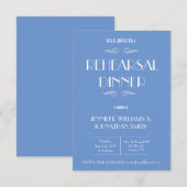 Blauw-wit repetitie dineruitnodigingen kaart (Voorkant / Achterkant)