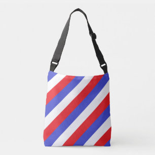 Blauw Wit Rode Diagonale Strepen Crossbody Tas