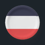 Blauw Wit & Rode Strepen Gestreepte Feest Papieren Bordje<br><div class="desc">Aanpassen met elke tekst voor elk evenement. Overeenkomstige artikelen beschikbaar.</div>