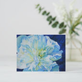 Blauw wit romantisch pioen waterverf schilderij briefkaart (Staand voorkant)