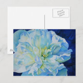 Blauw wit romantisch pioen waterverf schilderij briefkaart (Voorkant / Achterkant)