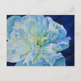 Blauw wit romantisch pioen waterverf schilderij briefkaart