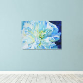Blauw wit romantisch pioen waterverf schilderij canvas afdruk (Insitu (Houten vloer))