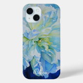 Blauw wit romantisch pioen waterverf schilderij Case-Mate iPhone case (Achterkant)