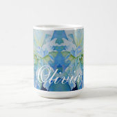 Blauw wit romantisch pioen waterverf schilderij koffiemok (Center)