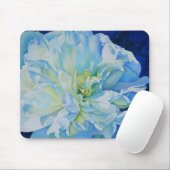 Blauw wit romantisch pioen waterverf schilderij muismat (Met muis)