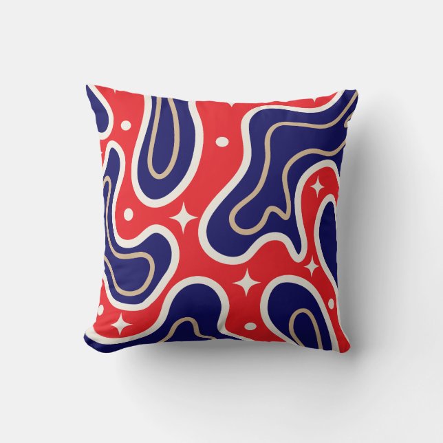 Blauw & wit rood 4 juli kussen (Voorkant)