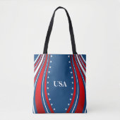 Blauw Wit Rood Amerikaanse Vlag Tote Bag (Voorkant)