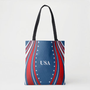 Blauw Wit Rood Amerikaanse Vlag Tote Bag